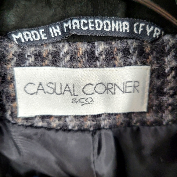 VINTAGE CASUAL CORNER Houndstooth Tweed Blazer Grey - Picture 17 of 17